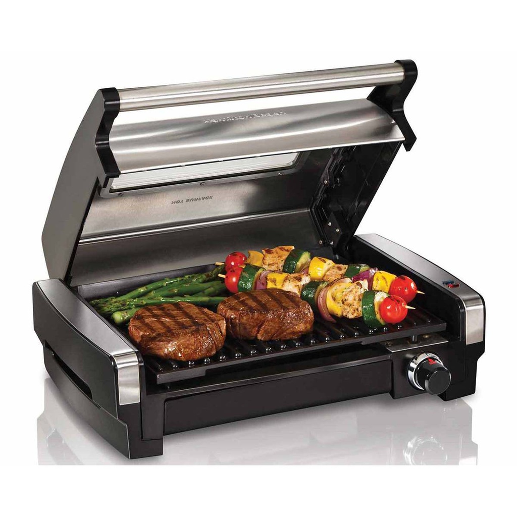 [11288] Hamilton Beach Parrilla Searing Grill con Tapa de Vidrio 25361MN