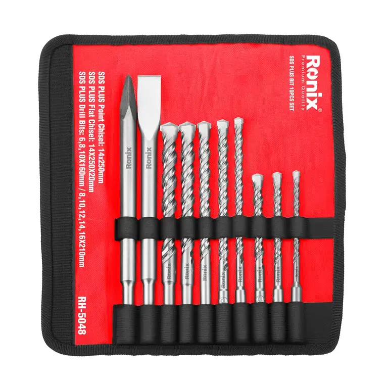 [RH-5048] Ronix Juego de Brocas y Cinceles SDS-Plus 10 Piezas RH-5048