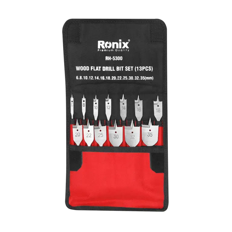 Ronix Juego de Brocas Planas para Madera 13 Piezas RH-5300